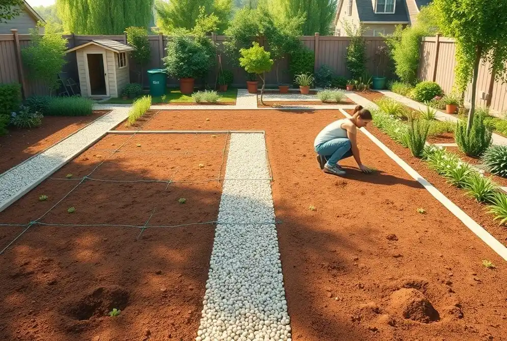 vegetable garden, gardening, raised beds, beginner guide, organization, herbs, strawberries, seedlings, soil, planting